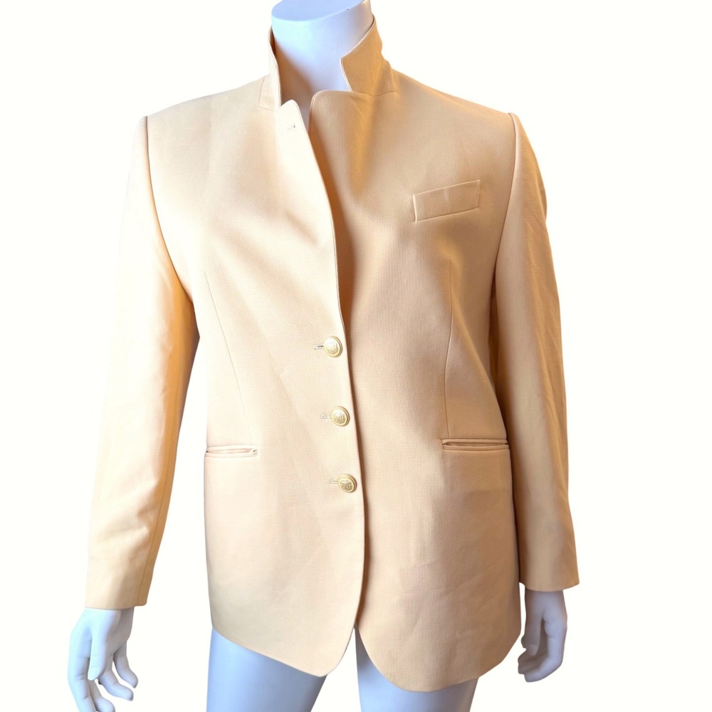 Marcona Blazer Yellow Gold Crest Button Preppy Old Money Quiet Luxury Size‎ 44